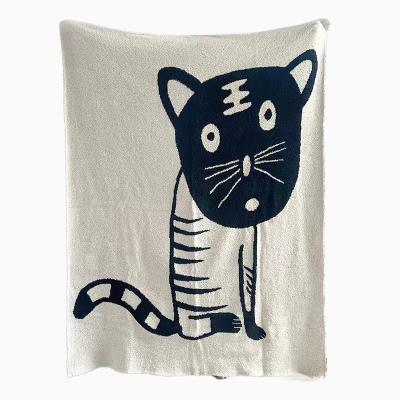 China Tiger Half Fleece Knitted Sofa Throw Blanket Wool Throw Blanket Lunch Blanket Happy Single Double Sided Office for sale