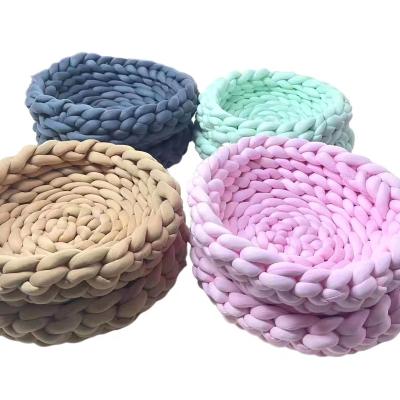 China 35*35CM Multi-colors Cute Handmade Braided Knitted Dog Cooling Cat Beds For Indoor Cats Calming Pet Bed Knitting Cat's Nest for sale