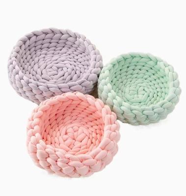 China Handmade Warm 45*45CM Chunky Knit Round Removable Cushion Cat Soft Bed Cozy Kitty Pet Cooling Bed for sale