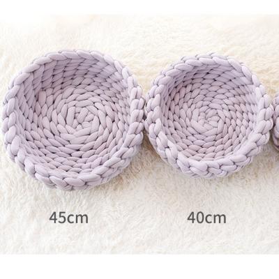 China 60*60CM Crochet Chilling Luxury 100% Natural Arm Knit Chunky Cotton Tube Cave Pet Giant Dog Cat Bed for sale