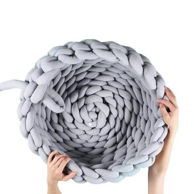 China 55*55CM Cotton High Quality Handmade Tube Braided Cooling Dog Bed Around Dog Basket Chunky Knit Knotted Pet Bed Comfy Arm Knit Mat For Dog for sale