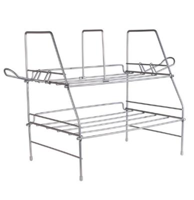 China Viable Wholesale Retro Silver Table DIY Wire Industries 2 Layers Metal Home Decor Display Shop Storage Racks for sale