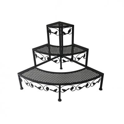 China Beautiful Durable Plant Stand Outdoor Iron Flower Pot Stand Three Tier Plant Stands for Patio and Garden for sale