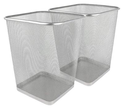 China Amazon Viable Hot Selling Silver Square Mesh Trash Can Waste Basket for sale