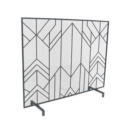 China Modern Hot Selling Decorative Black Simple Home Fireplace Panel Metal Fireplace Screen for sale