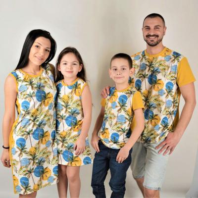 China QUICK DRY mother and daughter a whole 4 family holiday party costume T-shirt dress Hawaiian parent-child costume family for sale