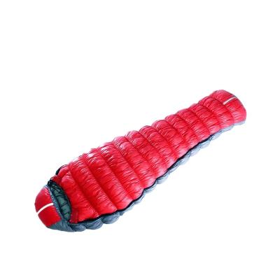 China MP Outdoor Camping Red Caterpill Filling 1800g Easy Carry Ultralight Goose Down Sleeping Bag 3 Season Traveling for sale