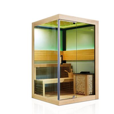 China Monalisa Modern Infrared Indoor Dry Steam Baths Solid Wood Shower Heater Fashion Sauna Rooms for sale