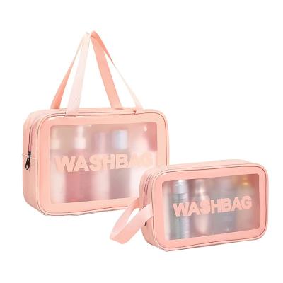 China Fashoion Women's Bag PVC Waterproof Cosmetic Transparent Makeup Bag Leather Wash Bag For Travel for sale