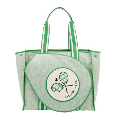 China Amazon Hot Sale Large Capycity Tennis Canvas Large Design Casual Women Handled Canvas Green Daily Handbag Beach Tote Bags for sale