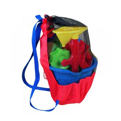 China Durable Mesh Beach Bag Tote Sand Waterproof Drawstring Beach Backpack Bath Away And Pool Toys Balls Waterproof Storage Bags Packs for sale