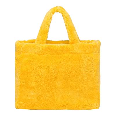 China Durable Faux Fur Tote Bag New Trendy Large Capacity Terry Cloth Tote Bag Cotton Towel Beach Bag For Women for sale