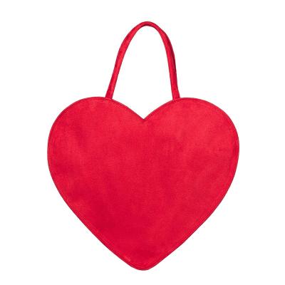 China Tote Bag Purse Ladies Handbag Red-Pink Heart Shape Wholesale Durable Logo Designer Velvet Heart Bag Custom Made for sale