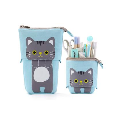 China High Quality Durable Animal Canvas Kawaii School Pencil Pouch For Girl Cute Telescopic Pen Holder For School Office Pencil Case for sale