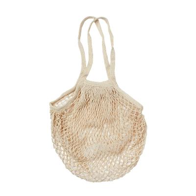 China Eco-Friendly Natural Organic Cotton Mesh Bags Grocery Beach Bag Mesh Shopping Tote Net Bag Durable Factory Cotton Twine With Handles for sale