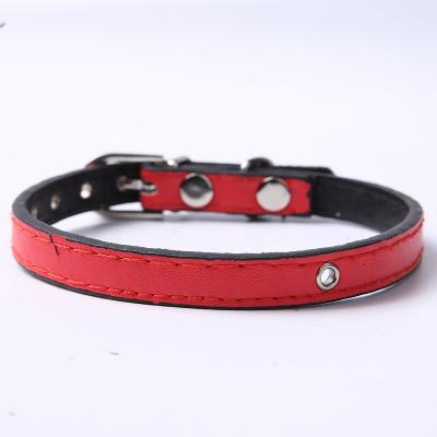 China Cheap Stocked Adjustable Pet Collar Pu Cat Puppy Collar Solid Colors Hot Sale Small for sale