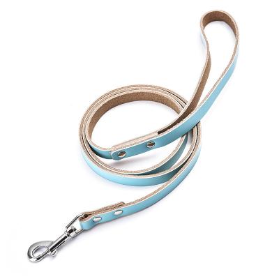 China Solid Color Stocked Real Leather Cat Dog Pet Lead On Sale Hot Premium Leather Pet Leash Cowhide for sale