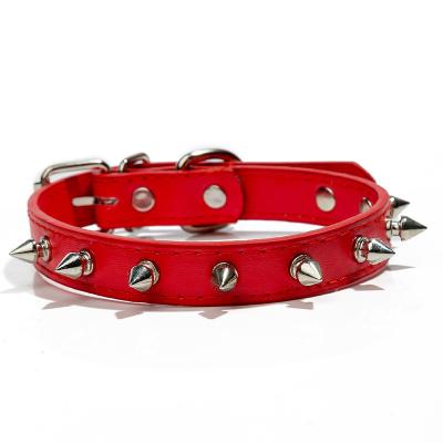 China Cheap PU Stocked Cat Dog Collar Anti Bite Spike Rivet Adjustable Pet Collar hot sale for sale