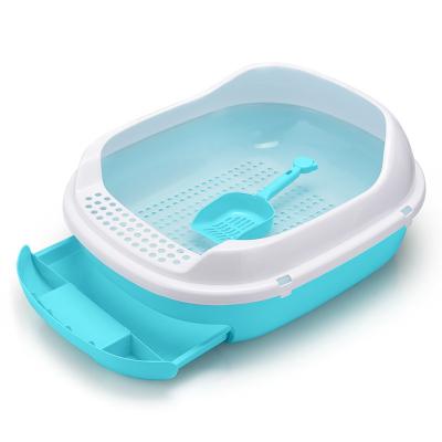 China Pet Stored Cat Toilet Cat Litter Box Tray With Litter Shovel Scoop for sale