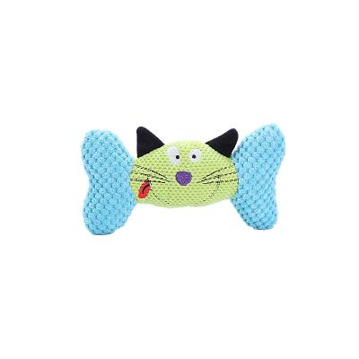 China Hot Sale Stocked In Dog Chew Toy With Noise Cat Face Bone Shape Common Dog Teeth Clean Chew Grinding Toy for sale