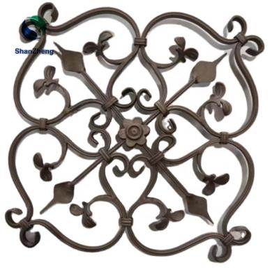 China Easily Assembled Door Fence Wrought Iron Decoration Fittings Forged Panels for sale