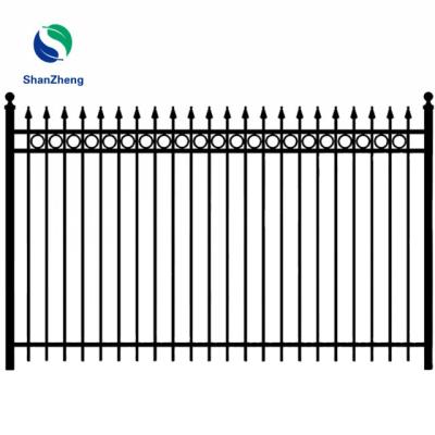 China Rail 3 Easily Assembled with Ring Ornamental Iron Fence Metal Barrier for sale