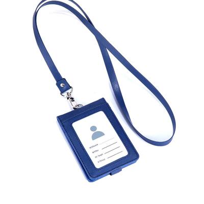 China NATIONAL Retractable ID Badge Holder Credit Cards Case Badge Holder Wallet with ID Window PU ID Card Holder with Lanyard for sale