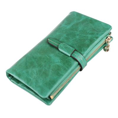 China Real Genuine Cow Leather Female Wallets Women Wallet Fashion Leather Wallet Long Design Clutch Purse for sale