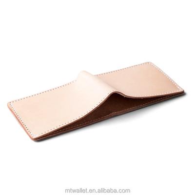 China Polished handmade natural tooling dyed and waxed lean leather utility bifold wallet for sale