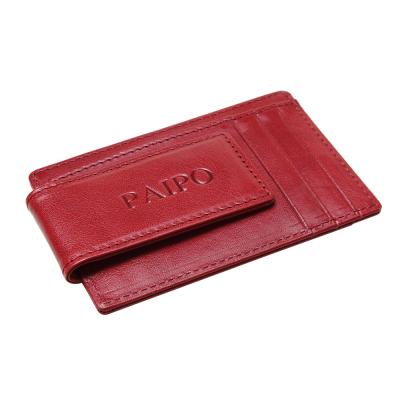 China Genuine Italian Vegetable Leather RFID Front Pocket Money Clip Slim Minimalist Wallet Made with Strong Magnets with RFID Blocking for sale