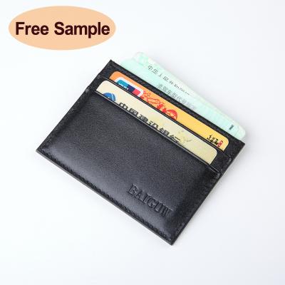 China Custom Slim Genuine Leather Credit Card RFID Credit Card Holder for sale