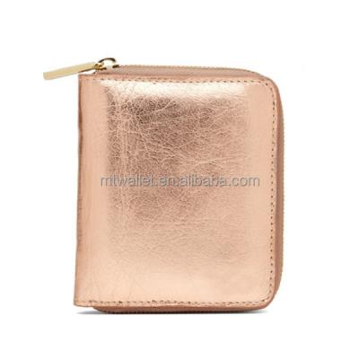 China Small Metallic Glitter Glow Leather Square Zipper Leather Wallet for sale