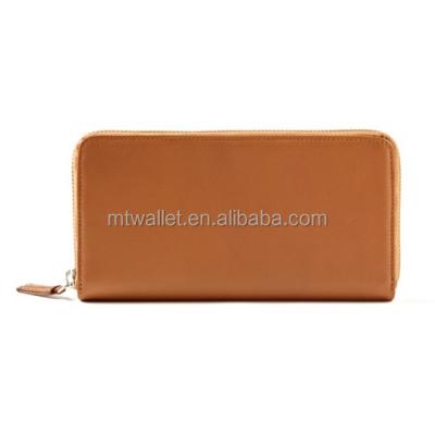 China Lady Genuine Full Grain Leather Zip Around Women Wallets for sale