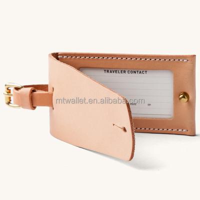 China Vegetable-tanned Clear Window Brake Leather Traveler's Information Map Luggage Tag for sale