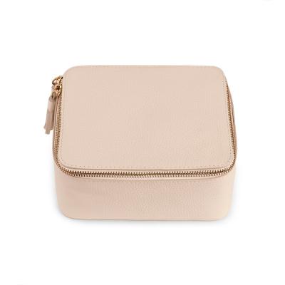 China Small muti-function design portable jewelry box double zipper jewelry travel fashionable good quality customized leather case for earrings for sale