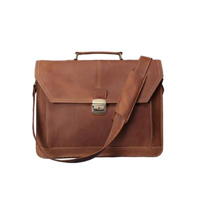 China Handmade Genuine Leather Laptop Sleeve Bag Vintage Laptop Briefcase Messenger Handbag Online Case For Men for sale