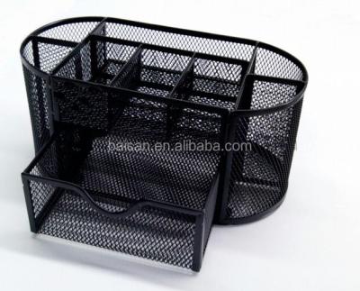 China Metal Mesh Wire Desk Pen Holder Desk Organizer Metal Office Stationery for sale