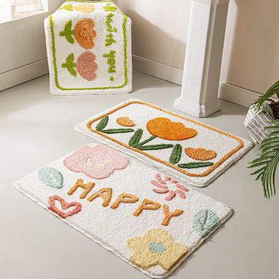 China Stocked Three Mini Flowers Blossoh Customized Non Slip Anti Bathroom Mat Bath Shower Bathtub Mat For Tub Bathroom for sale