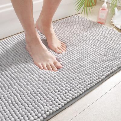 China Gray Rugs Non-Slip For Bathroom Shag Chenille Bath Rugs Slip-Resistant Mat Extra Soft And Absorbent Bathroom Rugs Bath Rugs For Bathroom for sale