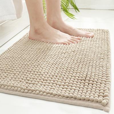 China Luxury Washable Shaggy Bath Mat Chenille Washable Bathroom Cover Non Slip Bath Covers For Bathroom Absorbent Soft Plush Chenille Carpets Rugs for sale