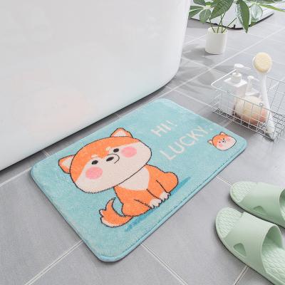 China Custom Stocked Funny Bathroom Cover Easy Wash Color Cat Dogs Shape Ware Microfiber Bath Mat For Tub for sale