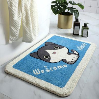 China Non Slip Mini Yellow Dog Faux Wool Bedroom Blankets Bed Sides Carpet Anti Slip Backing Soft Pile Long Pile Soft Bath Mat for sale