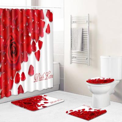 China Sustainable Valentine's Day Theme Custom Design Bathroom Designers Digital Printed Rust Resistant Waterproof Shower Curtain for sale