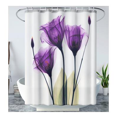 China Sustainable Polyester 3D Digital Printed Shower Curtain Printing Bathroom Shower Curtains With Hooks for sale