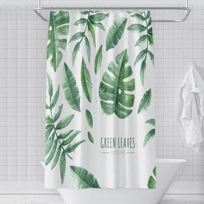 China Sustainable Tropical Rainforest Banana Leaf Custom Design Digital Printing Rust Resistant Waterproof Shower Curtain Bathroom for sale