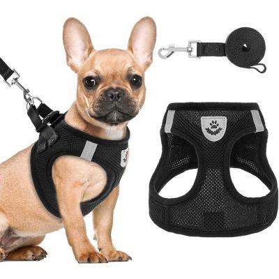 China Padded Dogs Harness Collar Cat Dog Adjustable Vest Walking Lead Leash Polyester Mesh Harness For Small Medium Soft Breathable Pet for sale