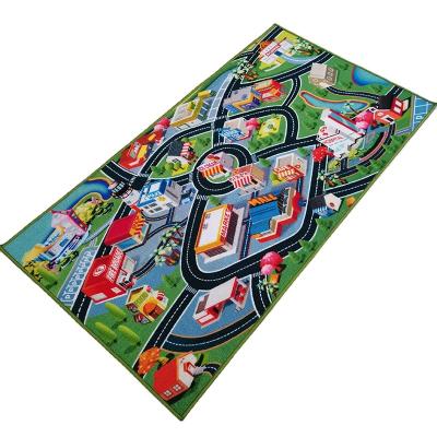 China Washable Polyester Kids International Airport Mat Baby Play Mat Kids Carpet Playmat Blanket City Life Great For Playing With Cars And Toys for sale