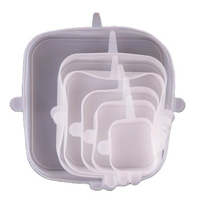 China Non Spill Hot Sale Food Grade Square And Round Jar Cover Spill Stopper Silicone Stretch Lid for sale