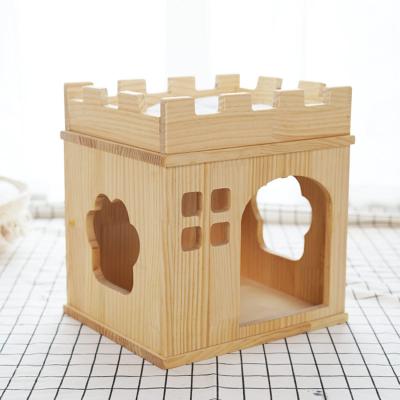 China Sustainable Hot Sale High Quality Hand Crafted Wooden Pet House For Cats And Dogs for sale