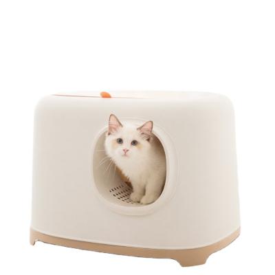 China Viable Goods Large Cat Litter Box with Cat Litter Box Type Cat Litter Scoop Top Entry for sale